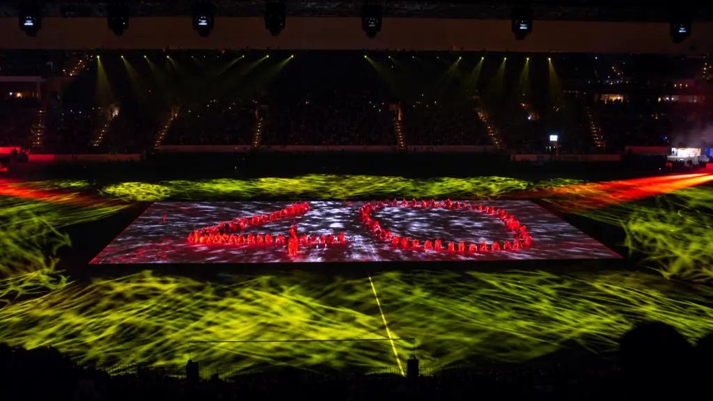 Le nombre 40 projeté sur la pelouse du stade Marcel-Picot pour les 40 ans de l’AS Nancy-Lorraine