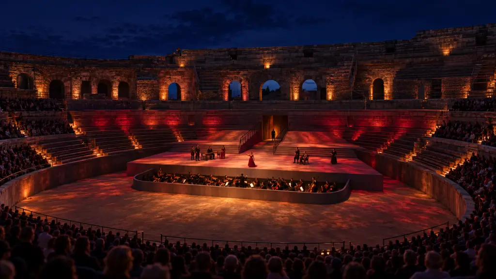 Intention de lumière et de mise en scène pour Carmen, de nuit, aux Arènes de Nîmes