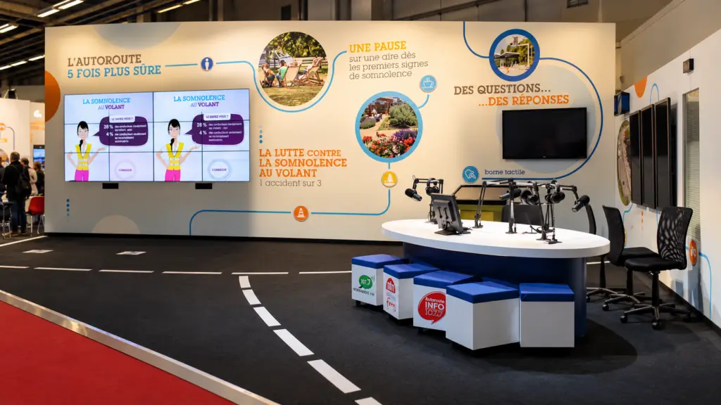 Stand ASFA : parcours dédié à la prévention, aux métiers et aux services autoroutiers