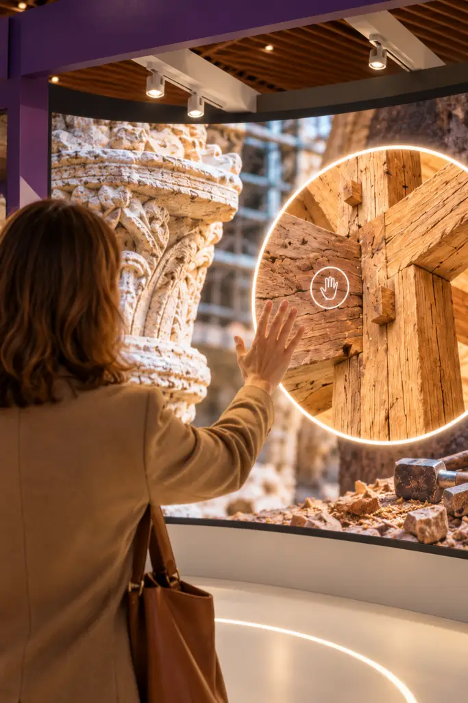 Stand de la CAPEB au Salon du Patrimoine, grand panorama d’images du bâti ancien